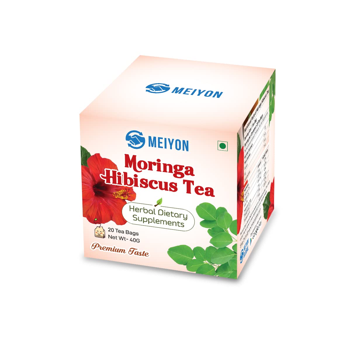 Meiyon Moringa Hibiscus Tea -20 Tea Bags | Caffeine Free, Staple Free, Made with organically moringa leaves &amp; Hibiscus (FROM INDIA SAB) - View 3 of 8