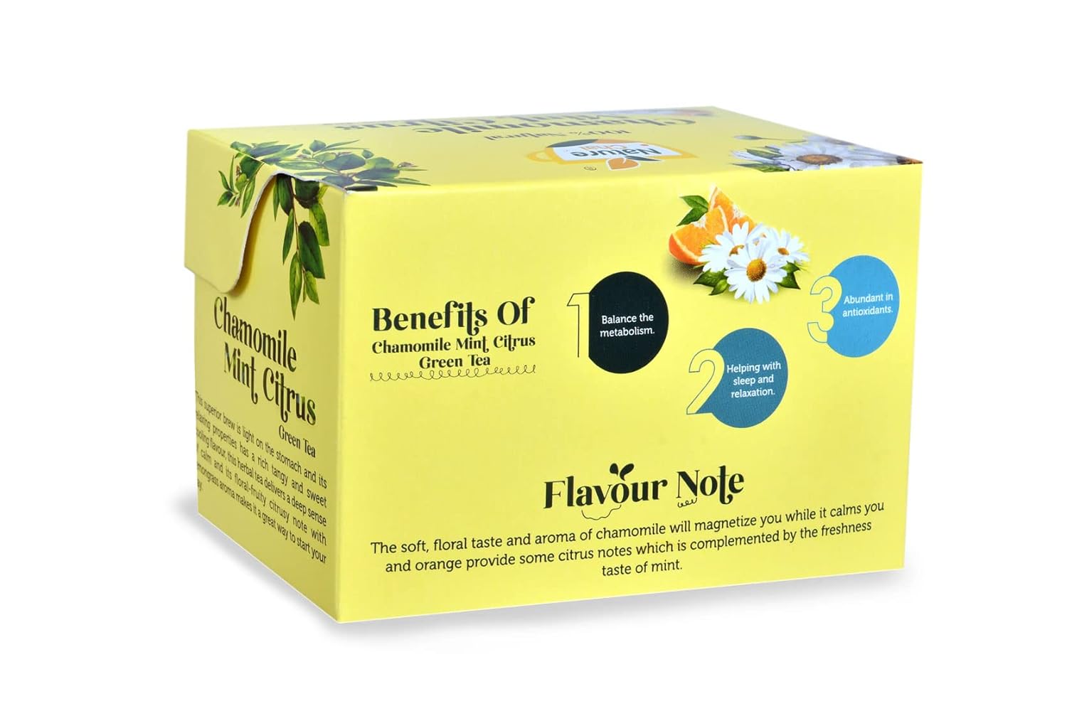 NATURE CHAI - Organic Chamomile Mint Citrus Green Tea - 20 Biodegradable Pyramid Tea Bags (FROM INDIA SAB) - View 4 of 5