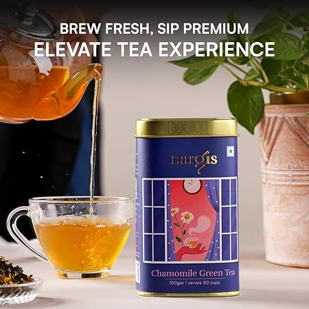 Nargis Chamomile Green Tea 100gm | 100% Natural Chamomile Flowers Blended with Premium Green Tea Leaves | Antioxidants, Relaxing, Improves Immunity Metabolism (FROM INDIA SAB) - View 2 of 6
