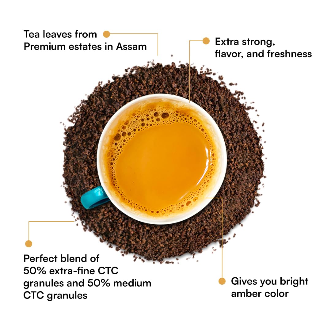 Nargis Tea Premium Chai 250gm | Extra Strong &amp; Kadak Chai | Fresh Handpicked Assam Tea Leaves | Luxury Experience for Tea Connoisseurs | No Extra Ingredients (FROM INDIA SAB) - View 2 of 5