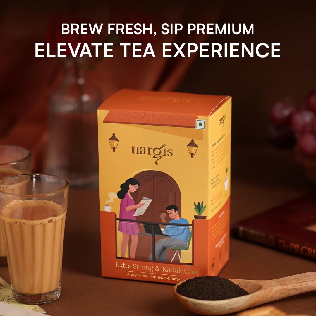 Nargis Tea Premium Chai 250gm | Extra Strong &amp; Kadak Chai | Fresh Handpicked Assam Tea Leaves | Luxury Experience for Tea Connoisseurs | No Extra Ingredients (FROM INDIA SAB) - View 3 of 5