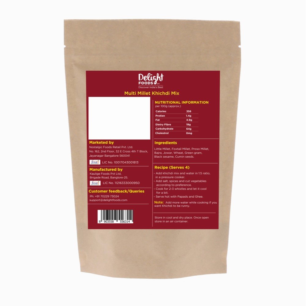 Delight Foods Multi Millet Khichdi Mix - 400gm (Set of 2 Packets - Each 200gm) | Ready to Cook FROM INDIA (SAM) - View 2 of 4