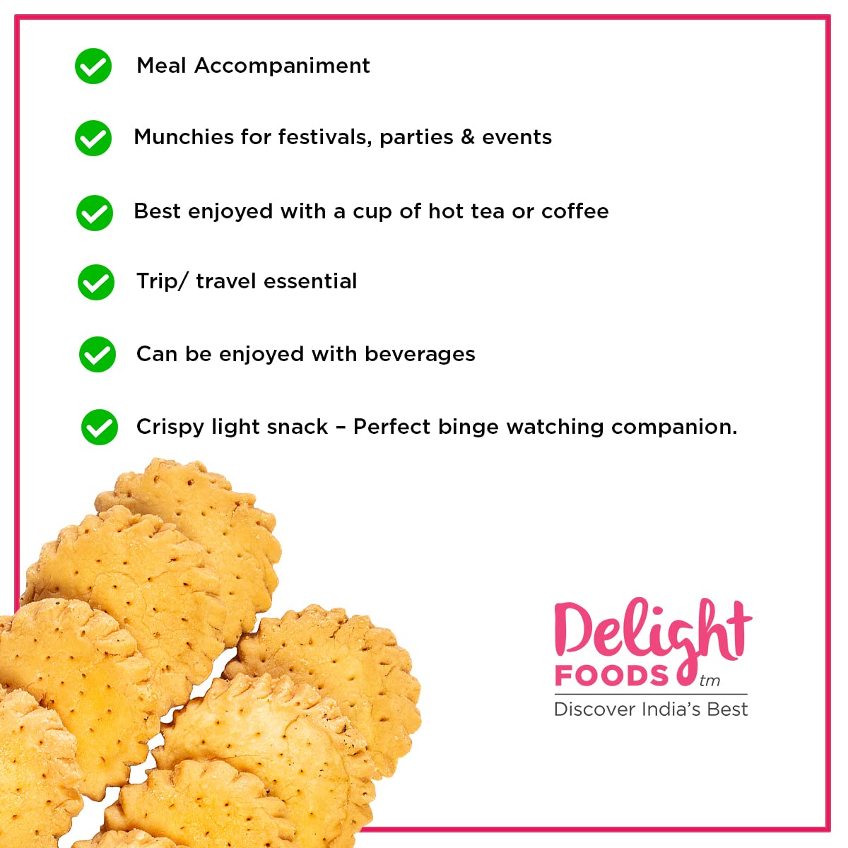 Delight Food Achari Mathri (300g) | Ready to Eat Evening Tea Time Snacks | Healthy | Crispy | Namkeen | Indian Matthi Snacks FROM INDIA (SAM) - View 4 of 4