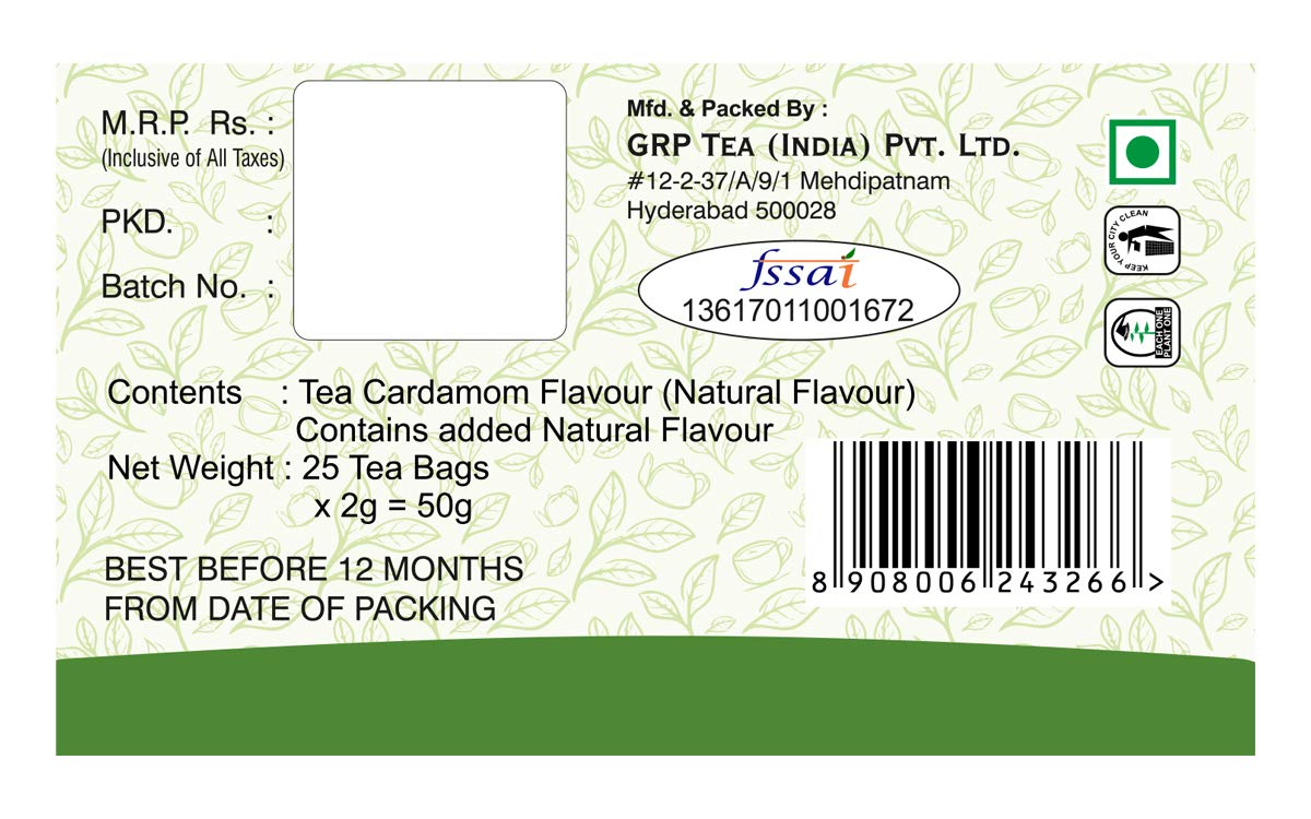 Tanza Tea Eleichi Tea Bags | Cardamom Flavoured Black Tea | 25 Tea Bag Envelopes (FROM INDIA SAB) - View 2 of 4