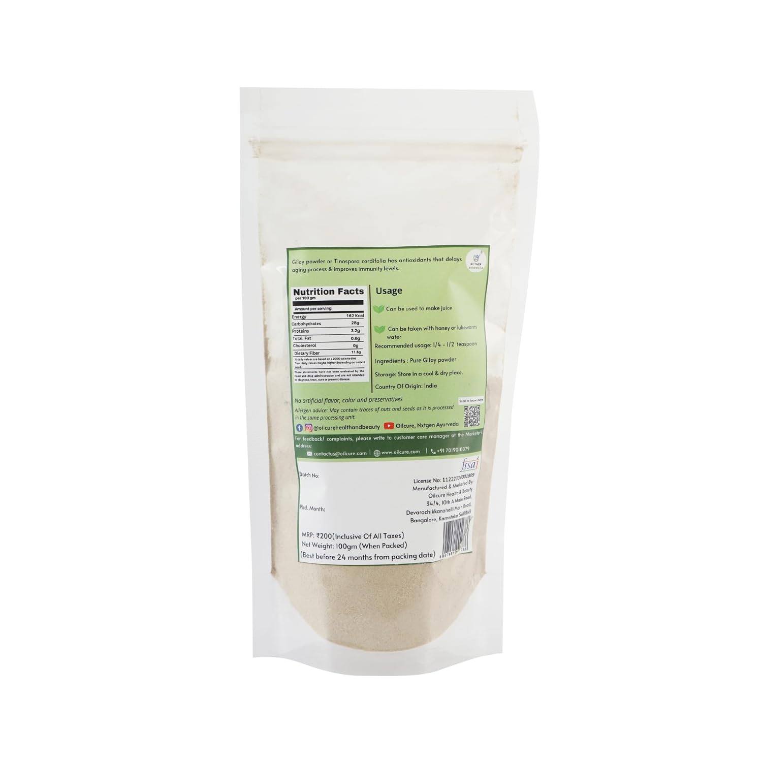 Nxtgen Ayurveda Giloy Powder | 100 gm | Tinospora Cordifolia | Immunity Booster | Guduchi - View 2 of 3