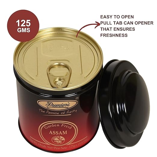 Premiers Assam Tea, Premium Black Tea, Pure and Authentic Single Origin Tea, Loose Leaf Tea, 125 Gms, 62 Cups, Garden Fresh Tea, Full-Bodied, Robust and Malty Taste, Elegant Metal Caddy (FROM INDIA SAB) - View 3 of 7