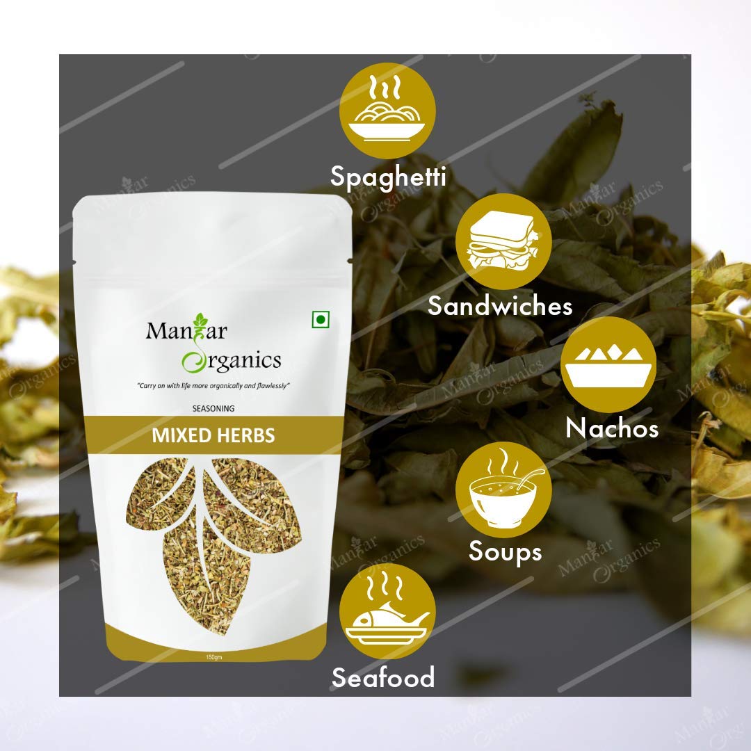 ManHar Organics Dried Mixed Herbs Seasoning: 150gm (Mix of oregano, basil, thyme, rosemary, parsley, chilli flakes, garlic powder) (Mixed herbs, 150gm) - View 2 of 3