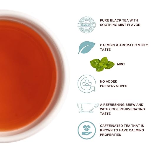 Premiers Mint Flavoured Tea, Refreshing Tea, Loose Leaf Tea, 125 Gms, 62 Cups, No Artificial Flavours, Make Iced or Hot Tea, Minty Relaxing Flavour in Black Tea, Elegant Metal Caddy (FROM INDIA SAB) - View 3 of 6