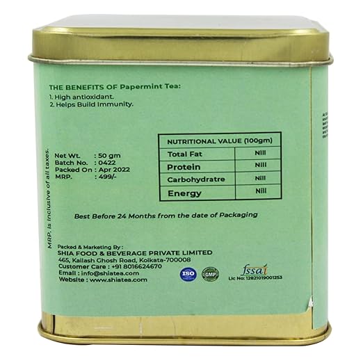 Shia tea peppermint Tea | Herbal Tea | Genuine Organic Flavour | 100 grams | pyramid Tea bags (Peppermint tea bags) (FROM INDIA) SAB - View 4 of 6