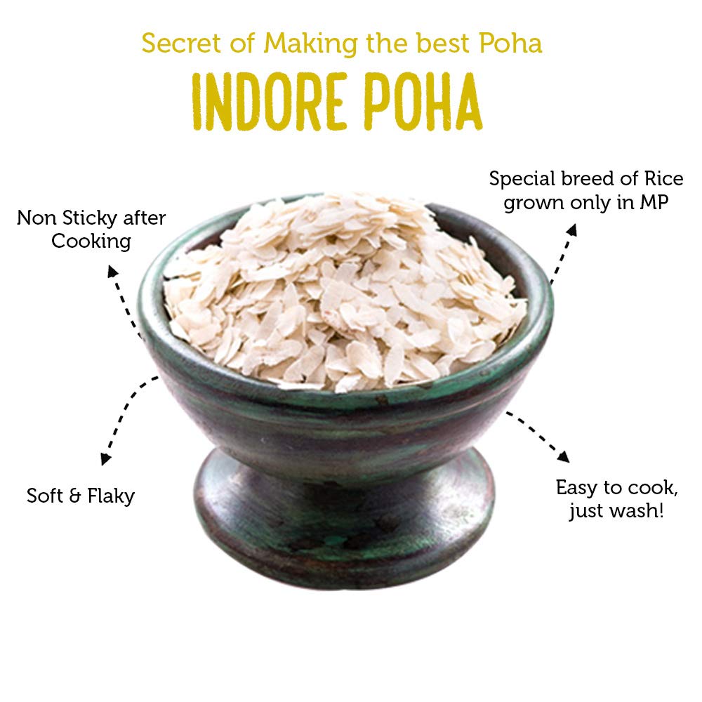 Delight Foods Special Indore Poha - 400gm (Set of 2 Packets - Each of 200gm) FROM INDIA(SAM) - View 3 of 4