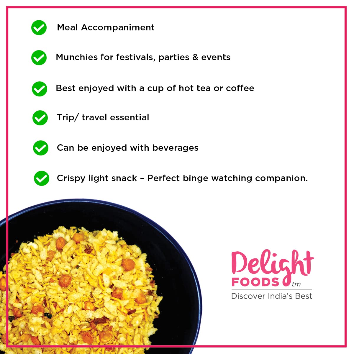 Delight Foods Maharashtrian Snacks - Onion Chiwda (Low Oil) - 200g | Namkeen Mixture | Diet | Indian Chivda | FROM INDIA (SAM) - View 3 of 4