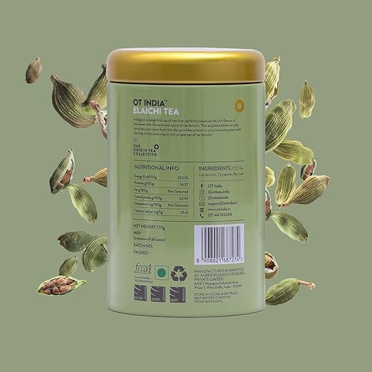 OT India Masala Chai Tin &amp; Elaichi Chai Tin - Premium Mix of 7 Spices Tea &amp; Cardamom Tea (Pack of 2 x 170g) (FROM INDIA SAB) - View 5 of 7