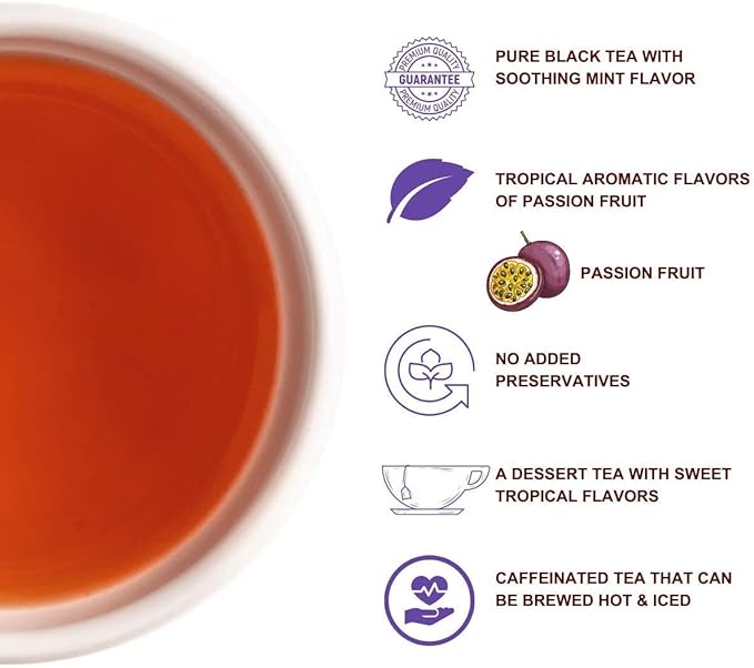 Premiers Passion Fruit Flavoured Tea, Pack of 2, (50g x 2), 100g, 50 Teabags, Tropical Fruit Tea, No additives, Make Iced or hot Tea, Fruity Taste of The Passion Fruit in Black Tea… (FROM INDIA SAB) - View 3 of 6