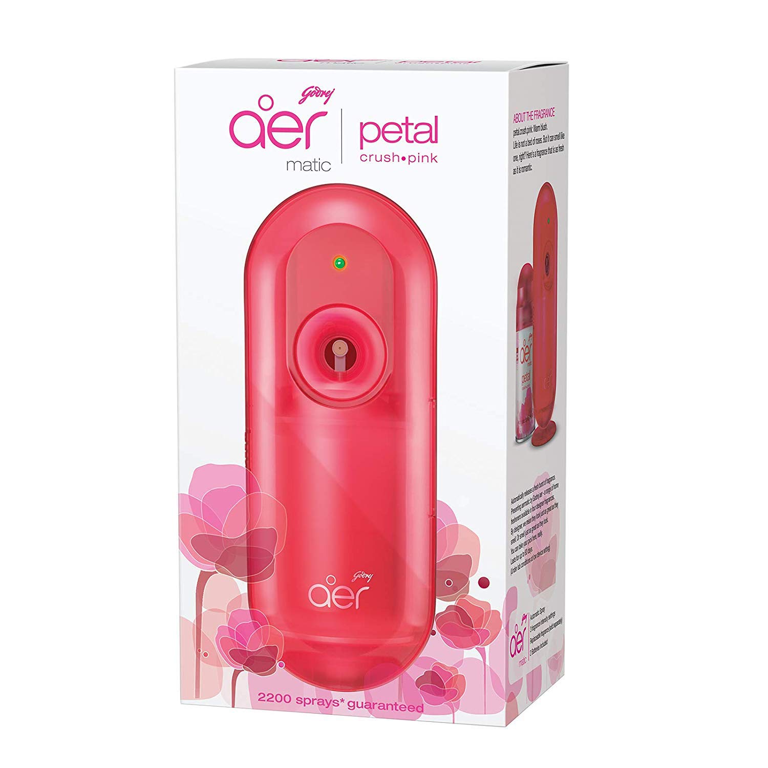 Godrej aer Smart Matic Kit - BLUETOOTH ENABLED Automatic Air Freshener | Alive (225ml) &amp; Godrej aer Matic, Automatic Air Freshener Kit with Flexi Control - Petal Crush Pink (225 ml) - View 5 of 7