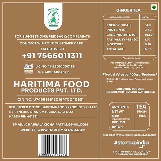 chaiwala ki chaipatti HaritimaAdrak Tea|Premium Assam Tea Powder|Refreshing&amp;Soothing Ginger Flavor Tea|Rich In Taste&amp;Goodness Of Aromatic Ginger/Adrak Chai|Black Tea|250G (FROM INDIA SAB) - View 6 of 7