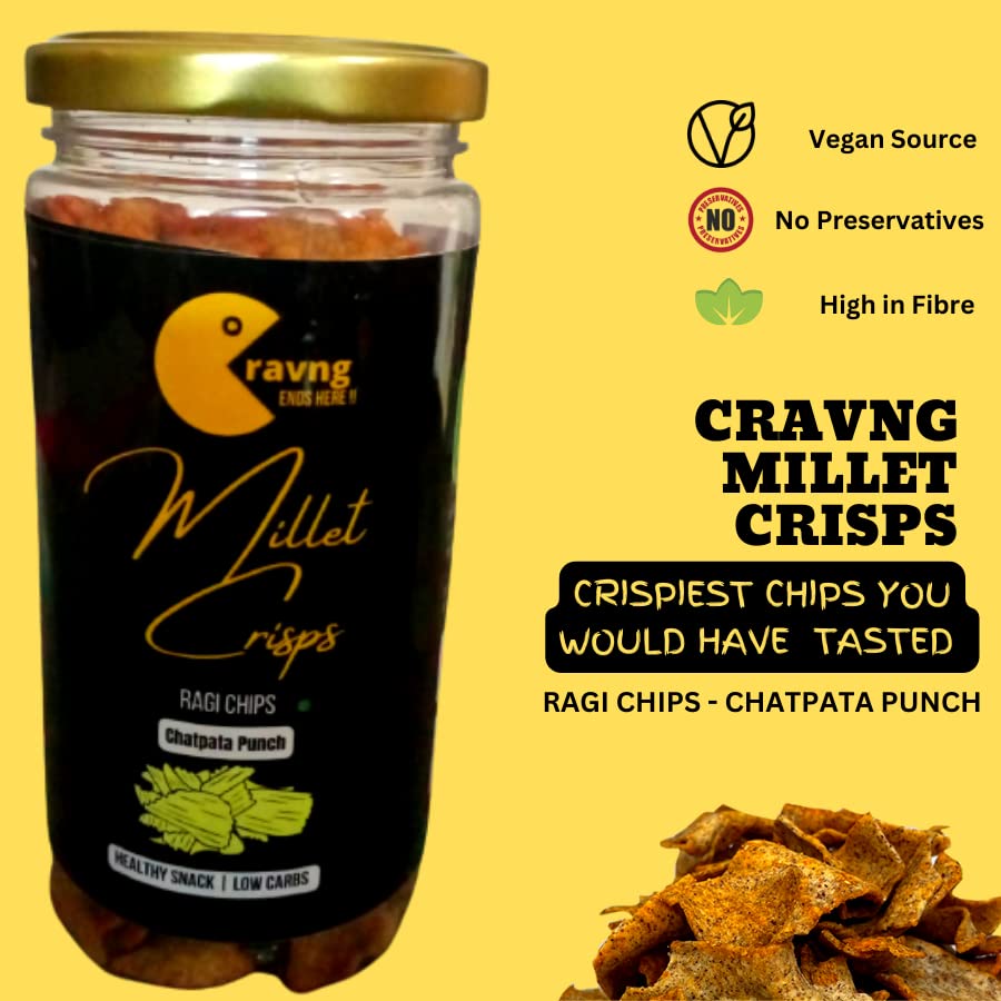 Cravng Millet Crisps| Ragi Quinoa Corn Chips | Low Carb Calorie | Party Snacks | Healthy Snack | High Protein | No Sugar Preservatives Free (Peri Peri, 3) FROM INDIA(SAM) - View 2 of 3