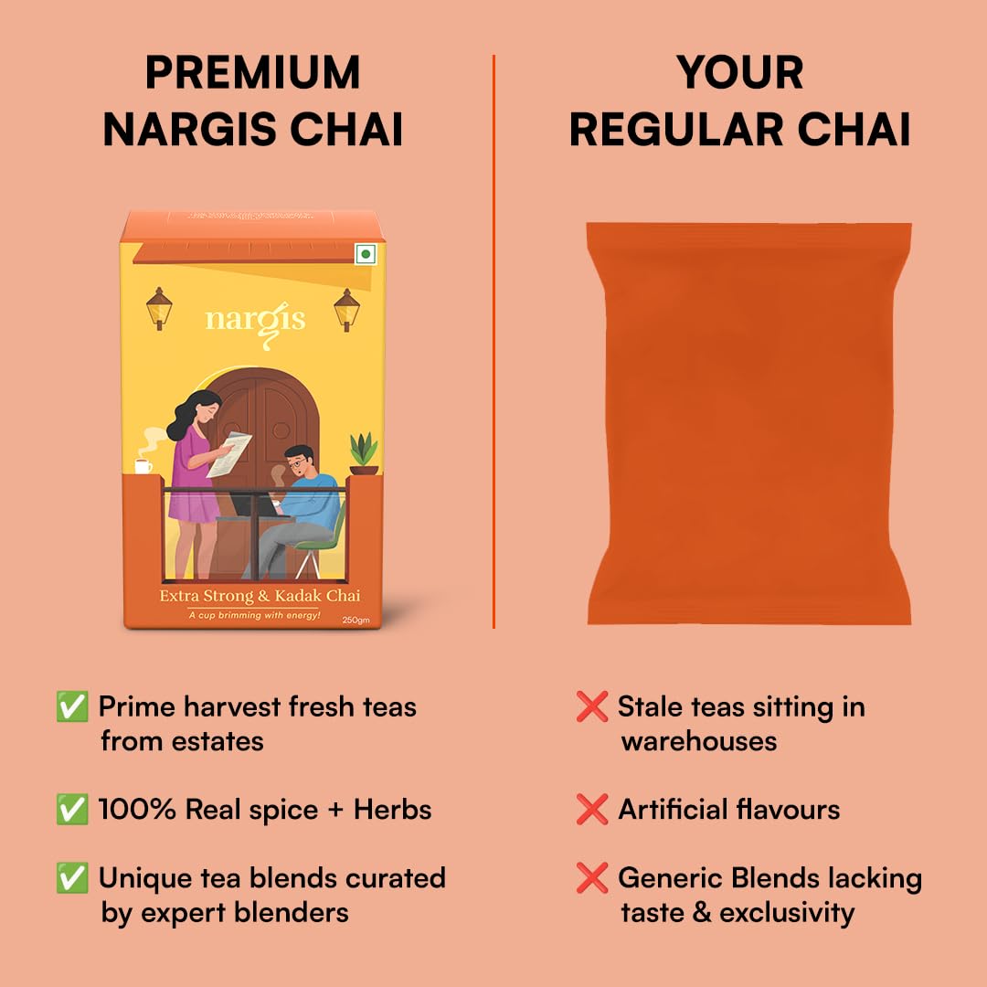 Nargis Tea Premium Chai 250gm | Extra Strong &amp; Kadak Chai | Fresh Handpicked Assam Tea Leaves | Luxury Experience for Tea Connoisseurs | No Extra Ingredients (FROM INDIA SAB) - View 5 of 5