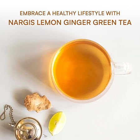 Nargis Lemon &amp; Ginger Green Tea 100gm | Citrus Lemon &amp; Spicy Ginger Blended with Premium Green Tea Leaves | Antioxidants, Relaxing, Improves Immunity Metabolism (FROM INDIA SAB) - View 5 of 7
