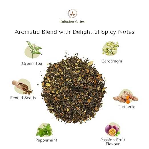 Premiers Passion Punch, Green Tea Infusion with Passion Fruit Flavour, Loose Leaf Tea with Spices, 125 Gms, 62 Cups, Low Caffeine Tea &amp; Herbs (FROM INDIA SAB) - View 3 of 5