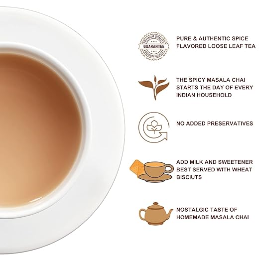 Premiers Masala Chai, Spice Flavoured Tea, Loose leaf tea, 100 gms, 50 Cups, No Additives, Tastes Best with Milk, Nostalgic Taste of Masala Chai, Square Metal Caddy (FROM INDIA SAB) - View 3 of 6