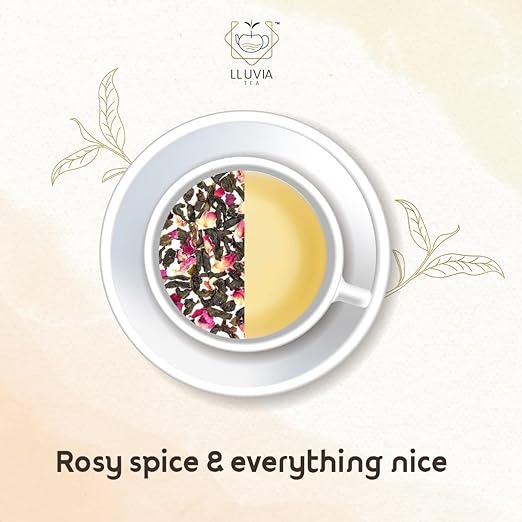 LLUVIA TEA Spice Rose With Real Rose Petals Blend I Orthodox Tea I Green Cardamon Improves Metabolism (50 g) (FROM INDIA SAB) - View 4 of 5