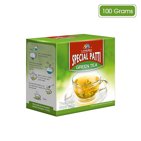 C. Somabhai's Plain Green Tea (100 gms) - Pure &amp; Natural Flavour - Green Tea For Detox &amp; Antioxidant - Soothing &amp; Calming Green Tea Loose Leaves Powder (FROM INDIA SAB) - View 2 of 7