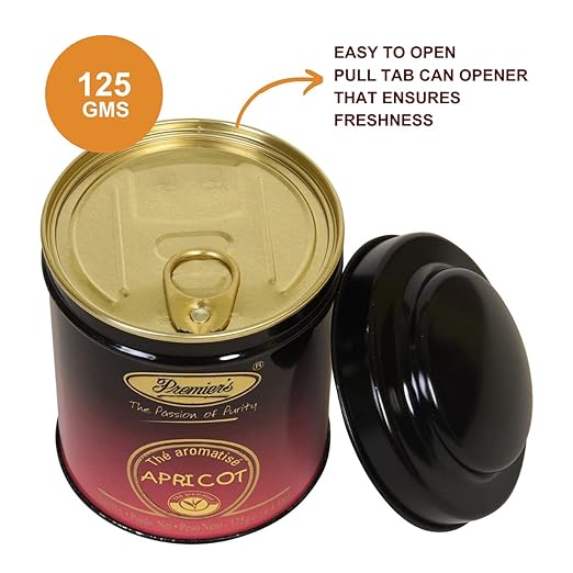 Premiers Apricot Flavoured Tea, Fruity Black Tea, Loose Leaf Tea, 125 Gms, 62 Cups, Make Iced or Hot Tea, Sweet and Tart Taste of Apricot in Black Tea, Elegant Metal Caddy (FROM INDIA SAB) - View 2 of 6
