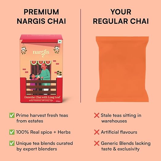 Nargis Tea Premium Chai 250gm | Danedar Chai - CTC Chai with Long Leaves | Fresh Handpicked Assam Tea Leaves | Luxury Experience for Tea Connoisseurs | No Extra Ingredients (FROM INDIA SAB) - View 4 of 5