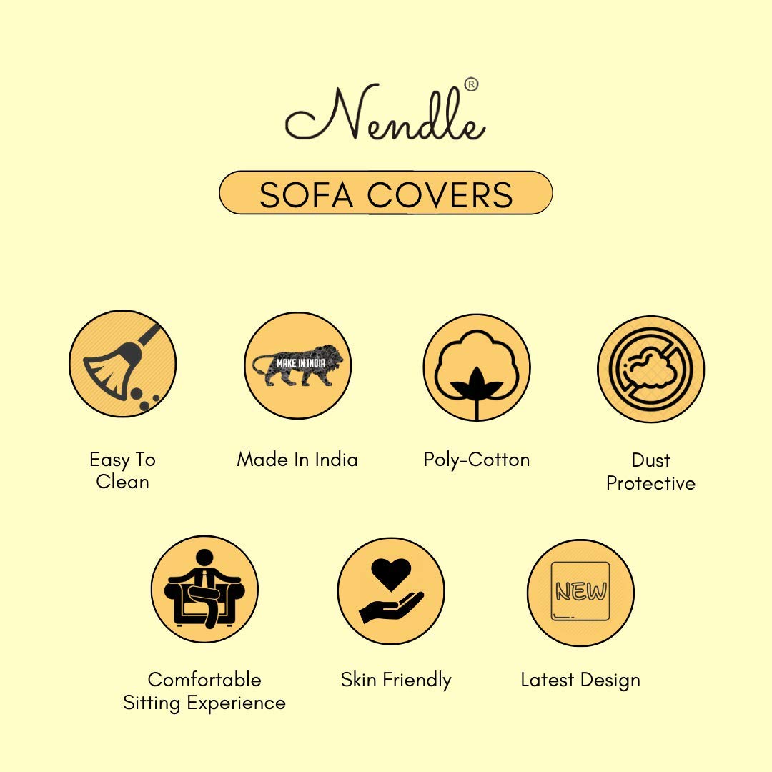 Nendle Cotton Abstract Sofa Covers (Maroon, 2 Long Pieces) Set of 3 Seater - View 3 of 5