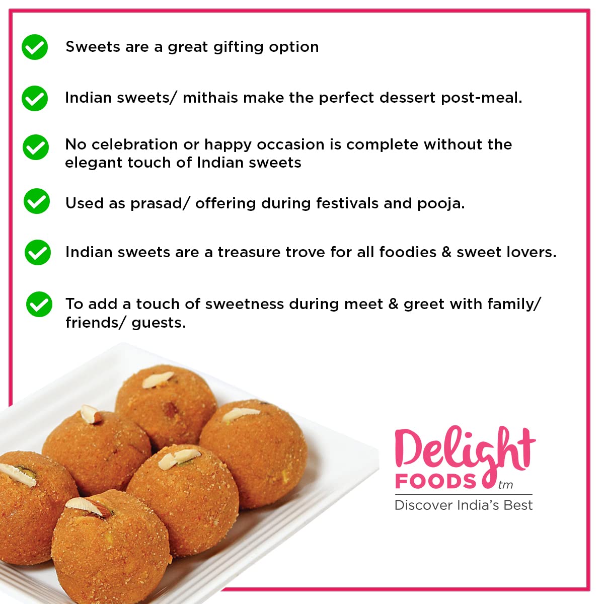 Delight Foods Dry Fruit Besan Ladoo (Laddu) 200g | Rakhi Greeting Card | 2 Rakhis | Authentic &amp; Fresh | Indian Sweets (Mithai) | Festive Gift Pack (Rakshabandhan) FROM INDIA(SAM) - View 4 of 4