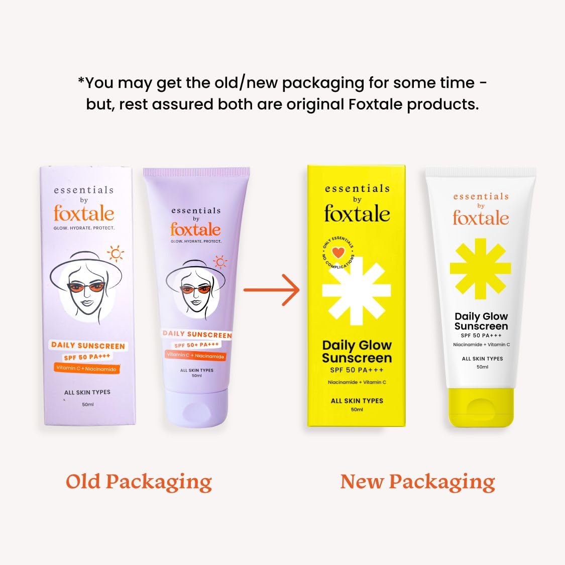 Foxtale Essentials Daily Glow Sunscreen SPF 50 PA+++ with Vitamin C and Niacinamide, UVA and UVB filters - No White Cast, Non-Greasy Formula, Anti-Tan Formula, For Men & Women, 50 ml - View 2 of 8