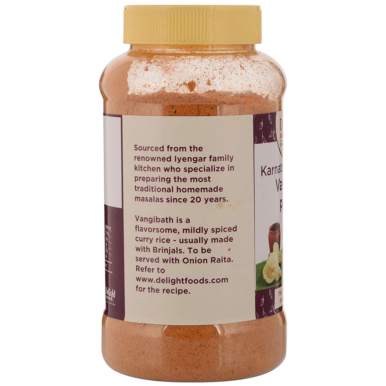 Delight Foods Karnataka Iyengar Masalas (Vangibath Powder 250G), Vegetable Masala FROM INDIA (SAM) - View 2 of 2