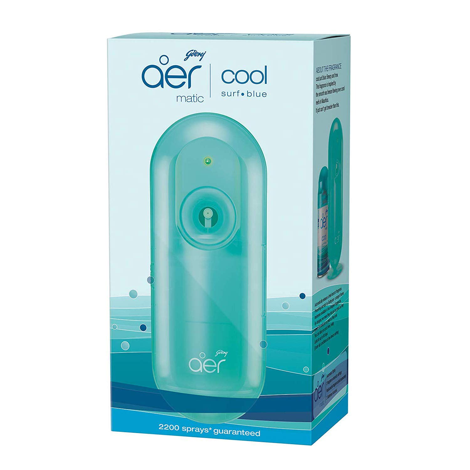 Godrej aer matic, Automatic Air Freshener Kit with flexi control - Cool Surf Blue (225 ml) &amp; Smart Matic – Automatic Air Freshener Refill, Premium Fragrance - Alive (2200 sprays) - View 2 of 7