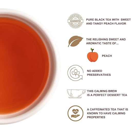 Premiers Peach Flavoured Tea, Sweet Fruit Tea, Tropical Fruit Tea, Loose Leaf Tea, 100 Gms, 50 Cups, Garden Fresh, Make Iced or Hot Tea, Relishing Taste of Peach in Black Tea, Square Metal Caddy (FROM INDIA SAB) - View 3 of 6