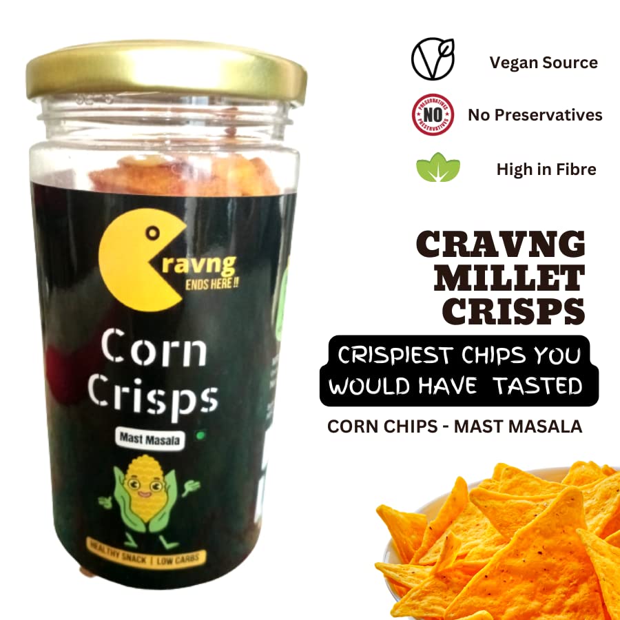 Cravng Millet Crisps| Ragi Quinoa Corn Chips | Low Carb Calorie | Party Snacks | Healthy Snack | High Protein | No Sugar Preservatives Free (Peri Peri, 3) FROM INDIA(SAM) - View 3 of 3