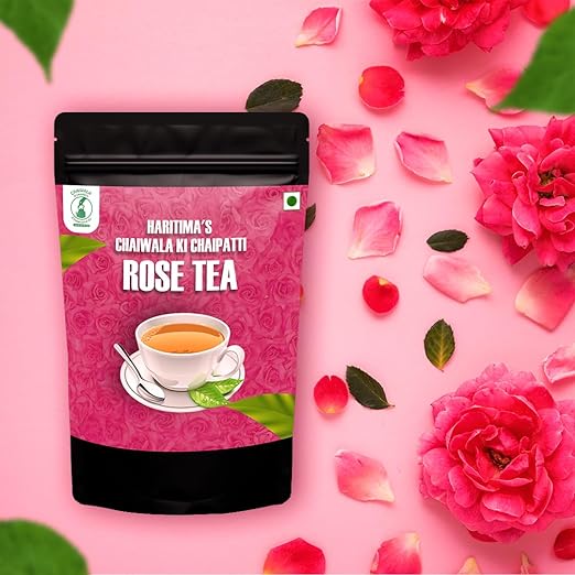 Haritima Chaiwala Ki Chaipatti Rose Flavoured Tea | Grade A - Rose Petals Infused With Assam Tea Leaves | Premium Gulaab Chai Patti | Refreshing &amp; Aroma of Rose Tea Powder | 500g (FROM INDIA SAB) - View 3 of 6