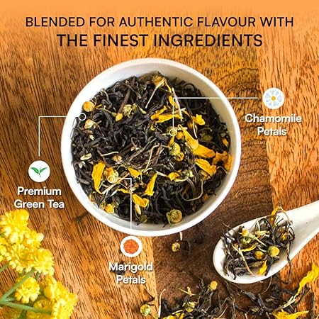 Nargis Chamomile Green Tea 100gm | 100% Natural Chamomile Flowers Blended with Premium Green Tea Leaves | Antioxidants, Relaxing, Improves Immunity Metabolism (FROM INDIA SAB) - View 4 of 6
