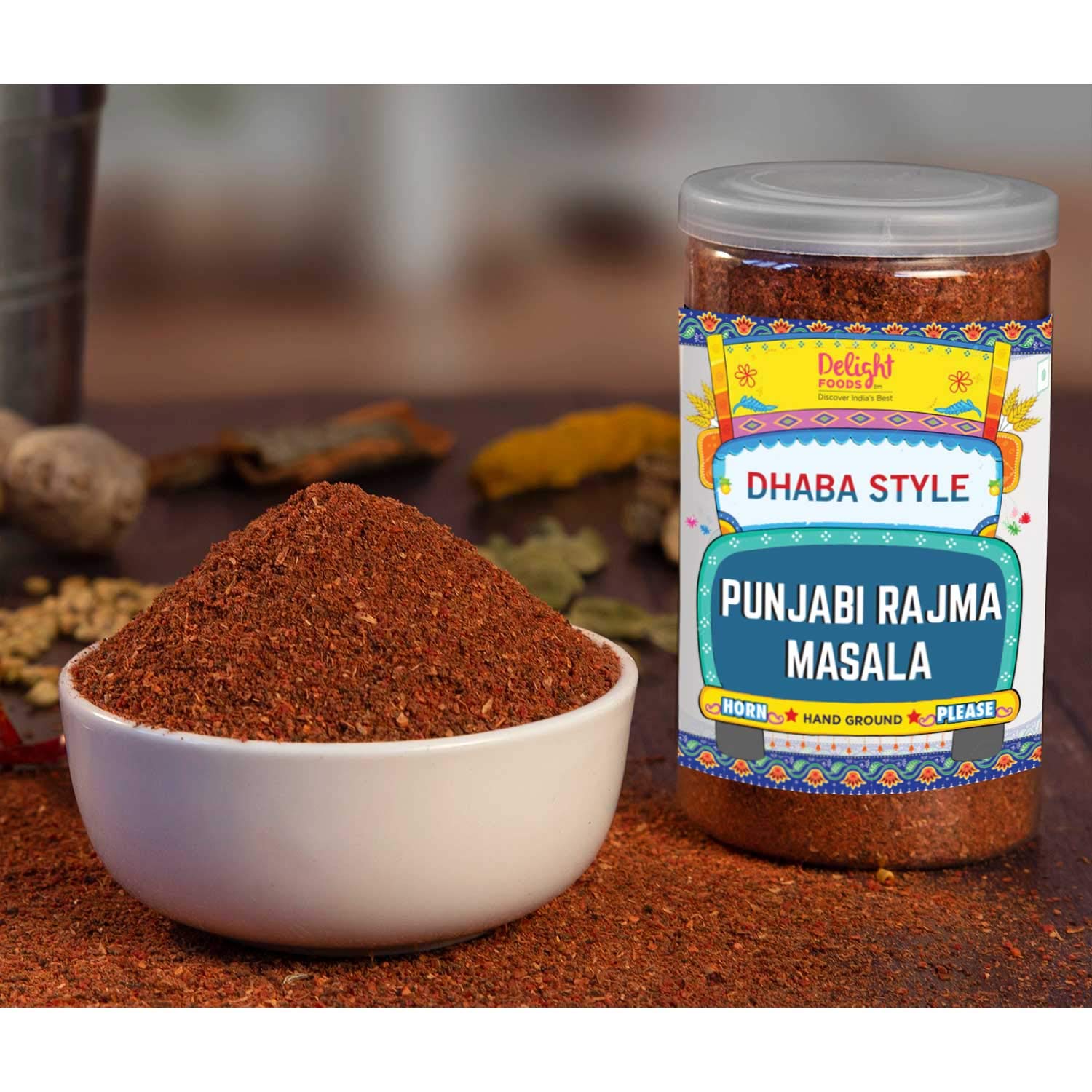 Delight Foods Dhaba Style Punjabi Rajma Masala - Hand Ground - (100g) | Reusable Can | with Pre Mixed Garam Masala FROM INDIA(SAM) - View 3 of 3