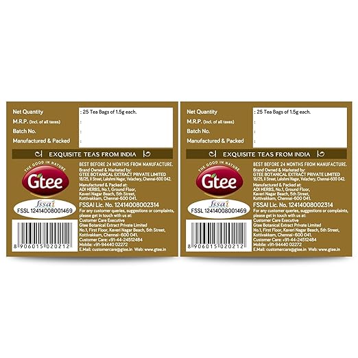 GTEE Green Tea Bags Ginseng | Pure | Organic | Natural | Fresh | 50 Tea ...