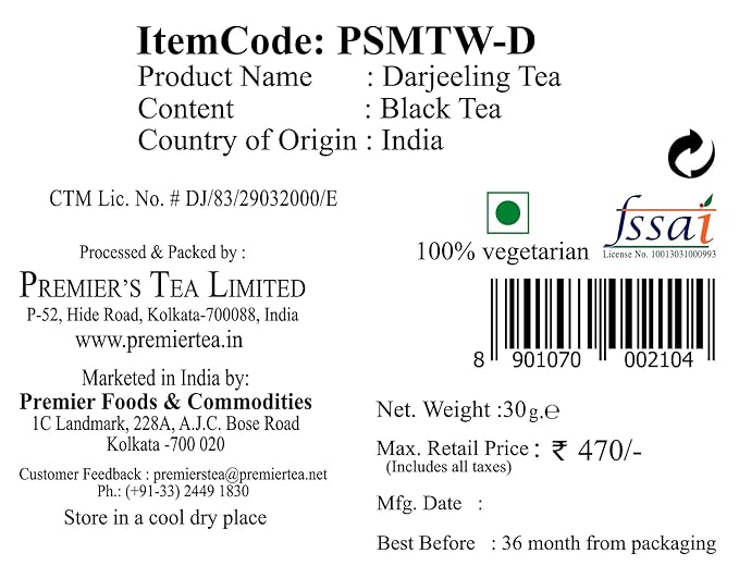 Premiers Darjeeling Tea, Premium Black Tea, Single Origin Tea, Leaf Tea in Magic Tea Wands, 12 Wands, 30 Gms, Garden Fresh Tea, Muscatel and Slightly Fruity Taste, Tea Stick Infuser in a White Box (FROM INDIA SAB) - View 5 of 6