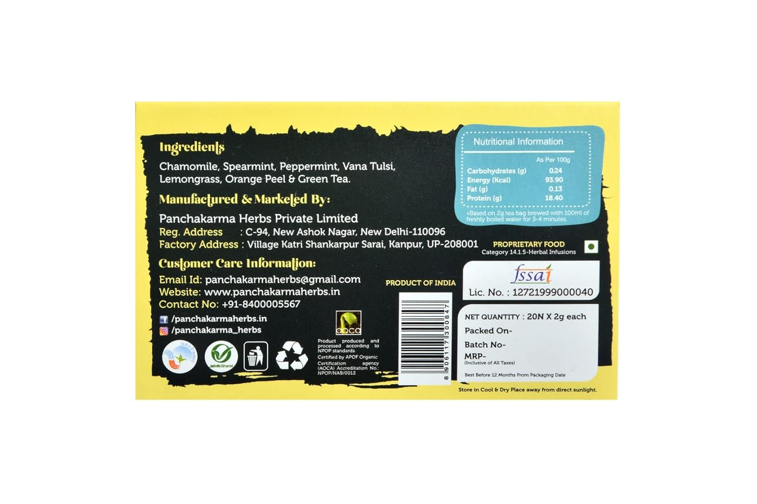 NATURE CHAI - Organic Chamomile Mint Citrus Green Tea - 20 Biodegradable Pyramid Tea Bags (FROM INDIA SAB) - View 5 of 5