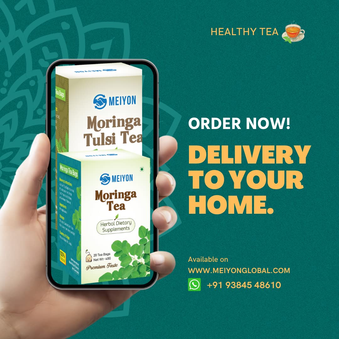 Meiyon Moringa Hibiscus Tea -20 Tea Bags | Caffeine Free, Staple Free, Made with organically moringa leaves &amp; Hibiscus (FROM INDIA SAB) - View 7 of 8