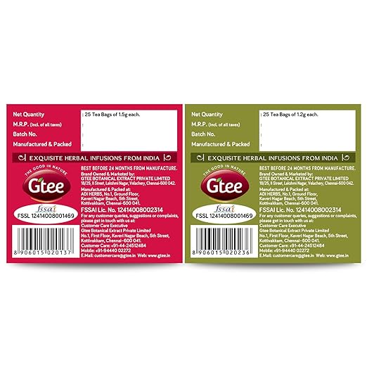 GTEE Hibiscus Tea Bags &amp; Tulsi Tea Bags, 25 Tea bags (Pack of 2) (FROM INDIA SAB) - View 6 of 7