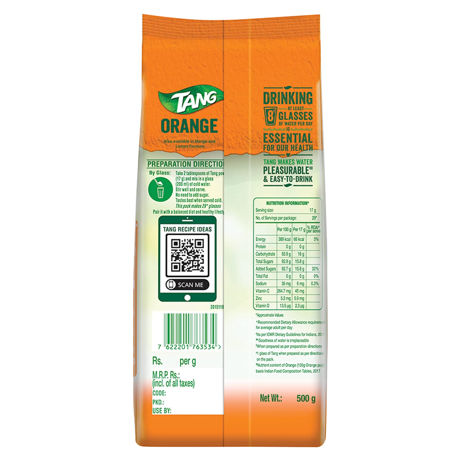 Tang Orange Instant Drink Mix, 500g (Pack of 4) FROM INDIA(SAM) - View 3 of 3