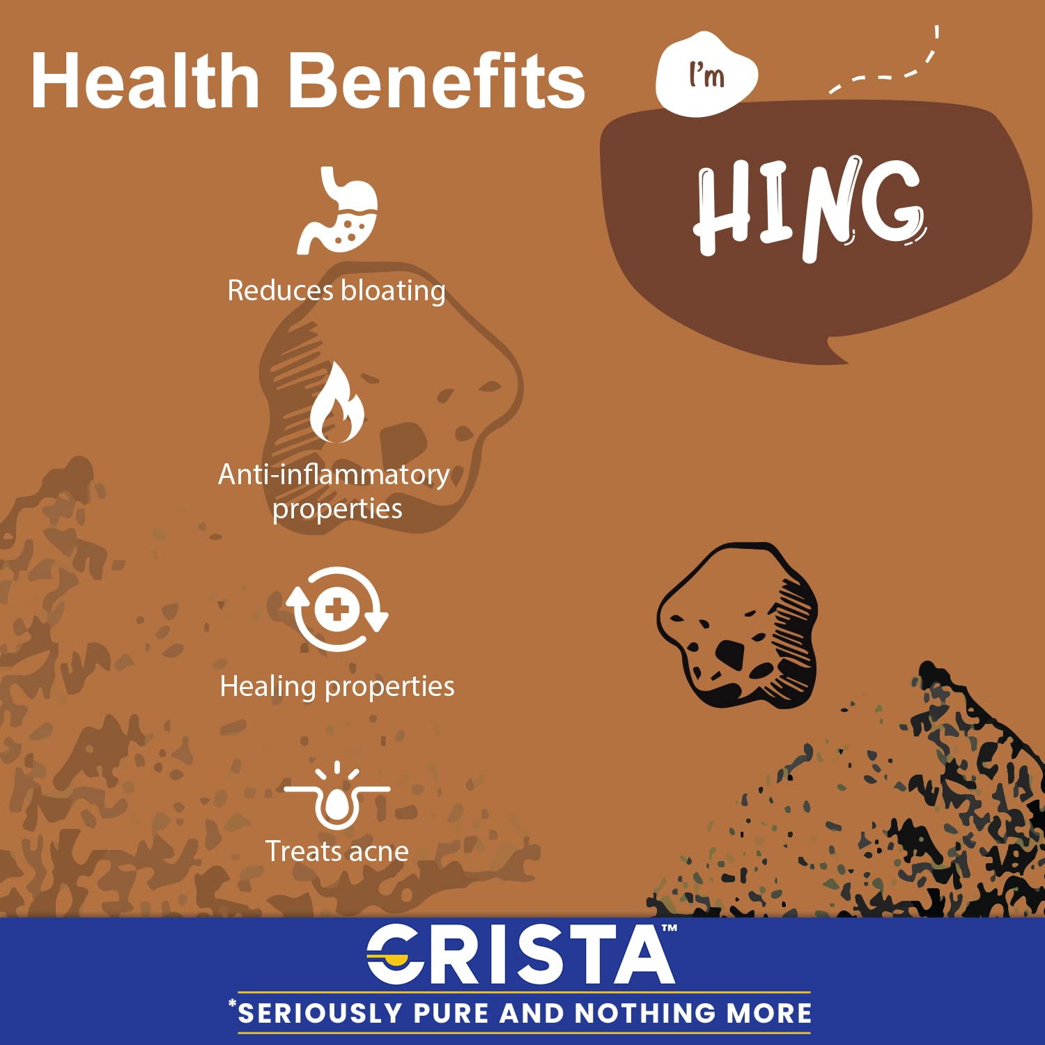 CRISTA Compounded Hing Powder | Bandhani Hing | Asafoetida | Extra Strong Tadka | Zero added Colours, Fillers, Additives &amp; Preservatives | Antioxidants rich | 100 gms - View 3 of 3
