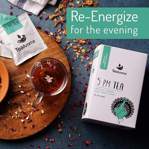 Tea Aroma - 5 Pm Tea Bags, 21 Tea Bags, Rejuvenate, Refresh, Reenergize (FROM INDIA SAB) - View 3 of 5