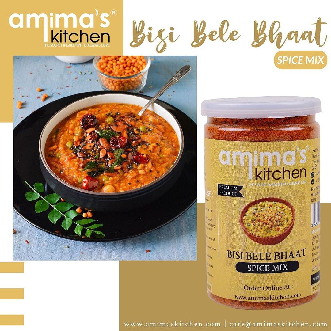 Amima's Kitchen Bisi Bele Bhaat Jain Spice Mix (No Onion No Garlic) – 100 Grams | Blended Spice Mix | For Healthy and Delicious Cooking | No Synthetic Flavour &amp; Color | Ready Masala Powder - View 3 of 3