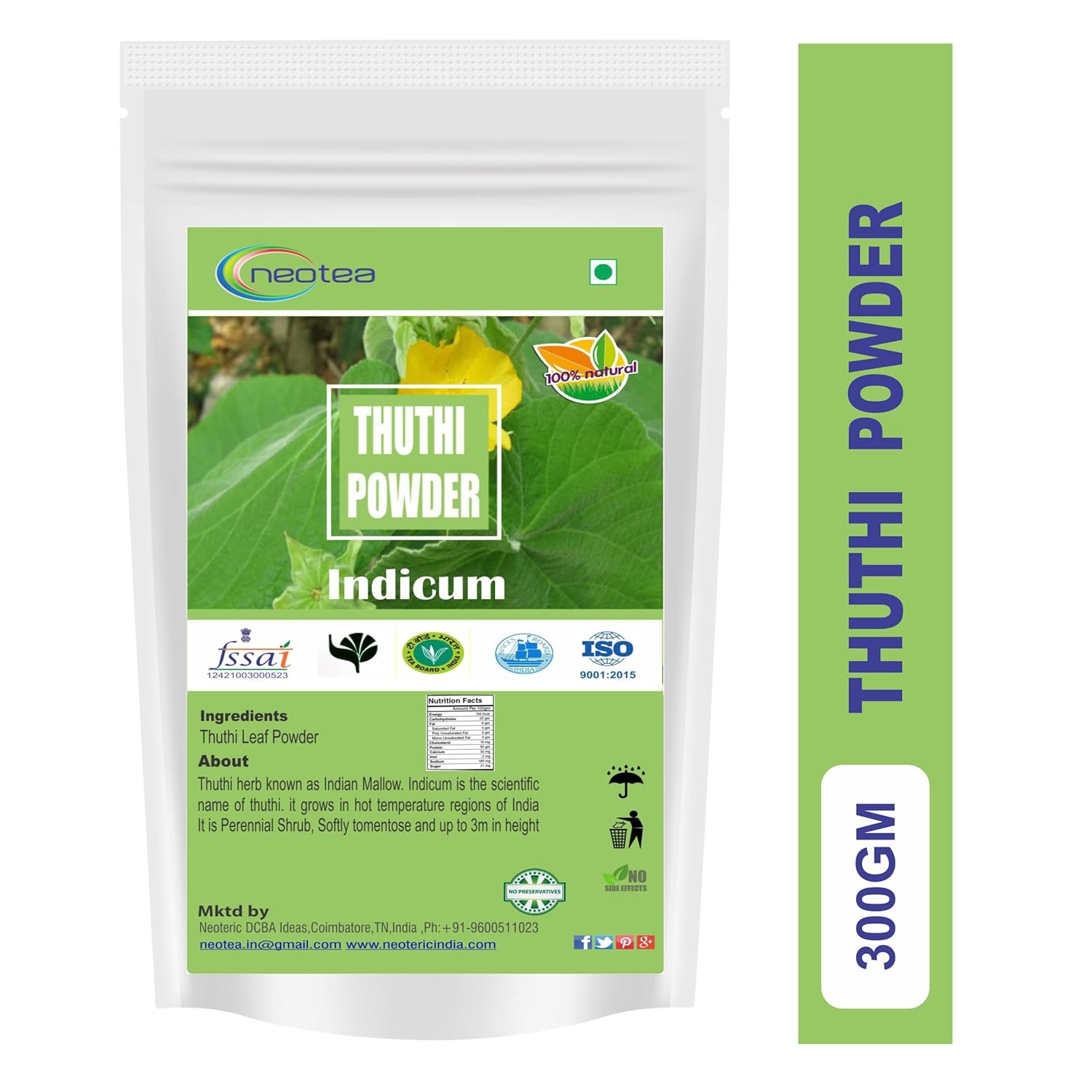 Neotea Flax Thuthi Or Abutilon Indicom Leaf Powder, 300 G - View 2 of 3