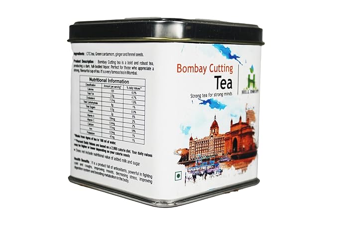 Hill Drops Bombay Cutting Chai | Authentic Mumbai Street Tea | Strong Ginger-Cardamom Blend | 200g Tin Can | Spiced, Aromatic, and Flavorful (FROM INDIA SAB) - View 2 of 7