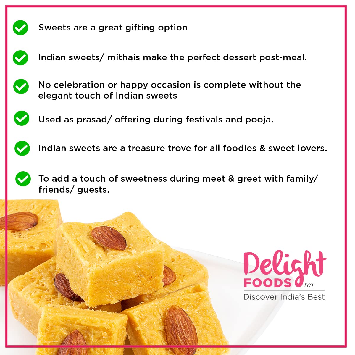 Delight Foods Special Patisa Desi Ghee (350g) | Indian Sweet | Mithai | Dessert | Sweet Gift FROM INDIA (SAM) - View 3 of 3